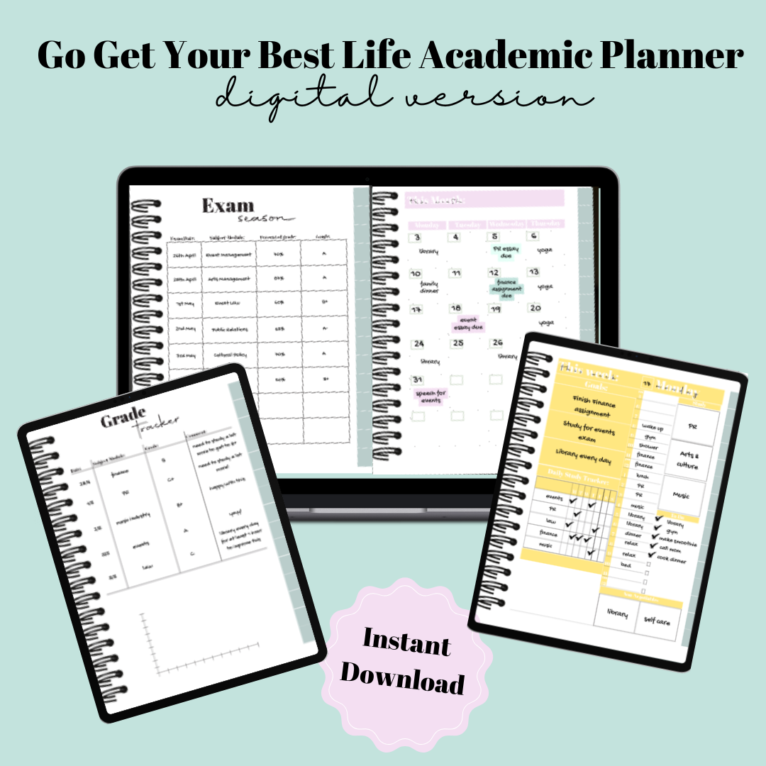 Go Get Your Best Life Academic Planner | Digital, Interactive Planner